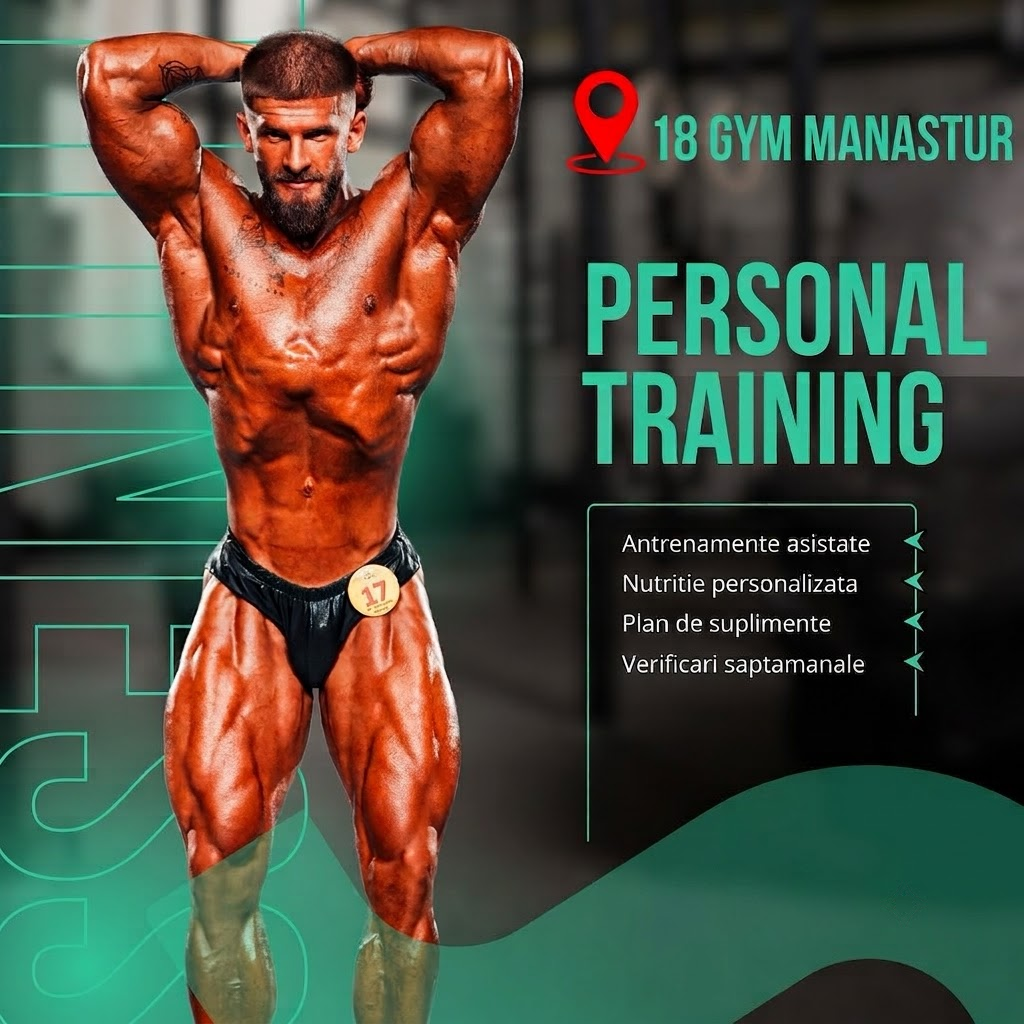 Antrenament personal 1-la-1 cu Ruja Tudor la 18 Gym Mănăștur